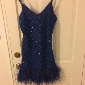 Wow couture blue sequin dress